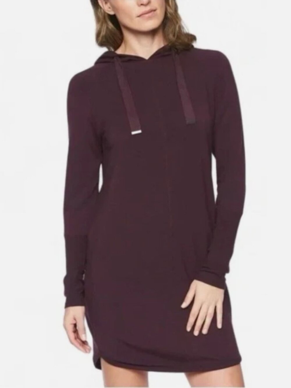 Athleta Solitude Hoodie Sweatshirt Dress XL Burgundy